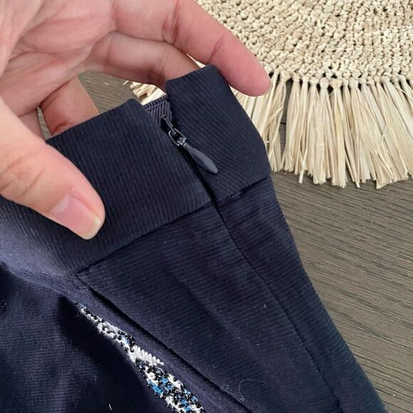 LOFT Navy Blue Pineapple Print‎ Beaded Casual Shorts Cotton size 4 - Picture 7 of 7